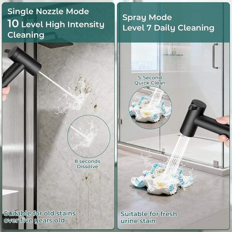 BDJM Handheld Bidet Sprayer for Toilet, Adjustable Water Pressure Control Rotary Switch with Bidet Hose, Exclusive Single Nozzle High Pressure Mode for Cleaning Stubborn Stains, Matte Black - Image 3